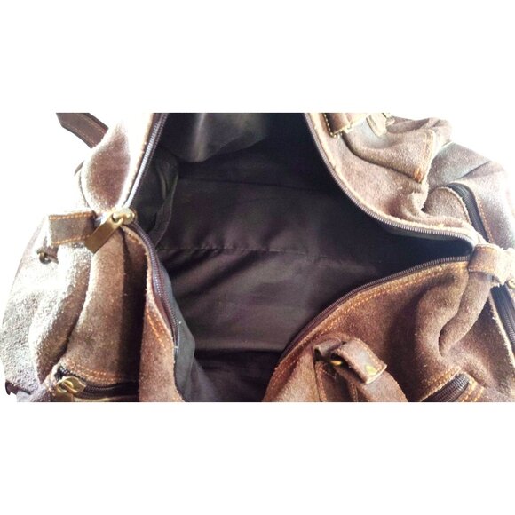 Vintage David King Brown Suede Duffle Bag With Multiple Pockets/Adjustable Strap - Picture 2 of 14